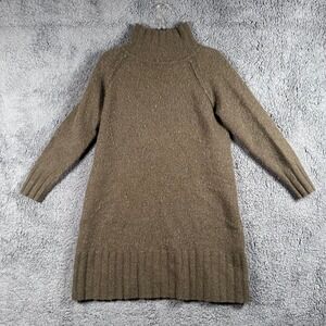 Banana Republic Wool Yak Hair Blend Mock Neck Sweater Dress XL Olive Green